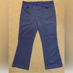 Vintage Wrangler Bell Bottom Jeans Size 38x28 Blue Stretchy Pants Dark Denim